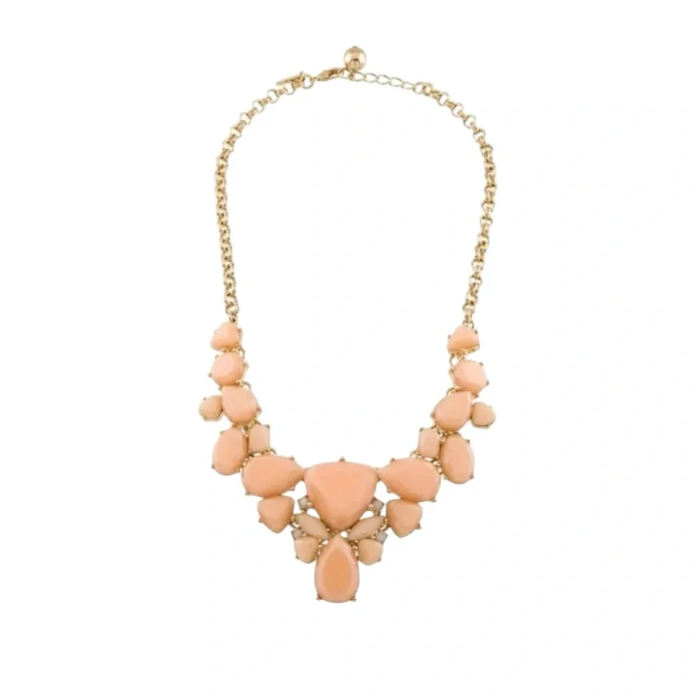 NWT Kate Spade Women’s Chunky Peach Stone‎ Statement Necklace 12K Gold Plated